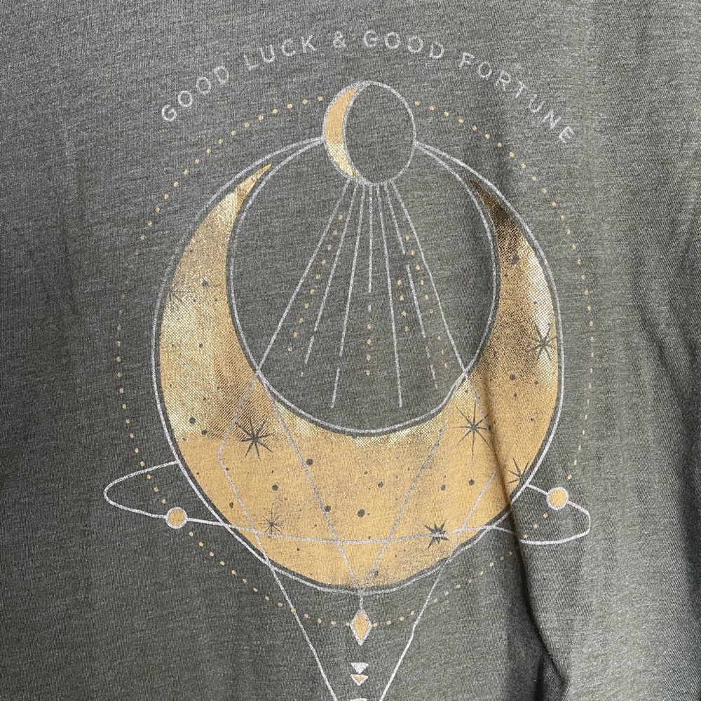Lucky Brand Gray Tee with Gold Celestial Design
